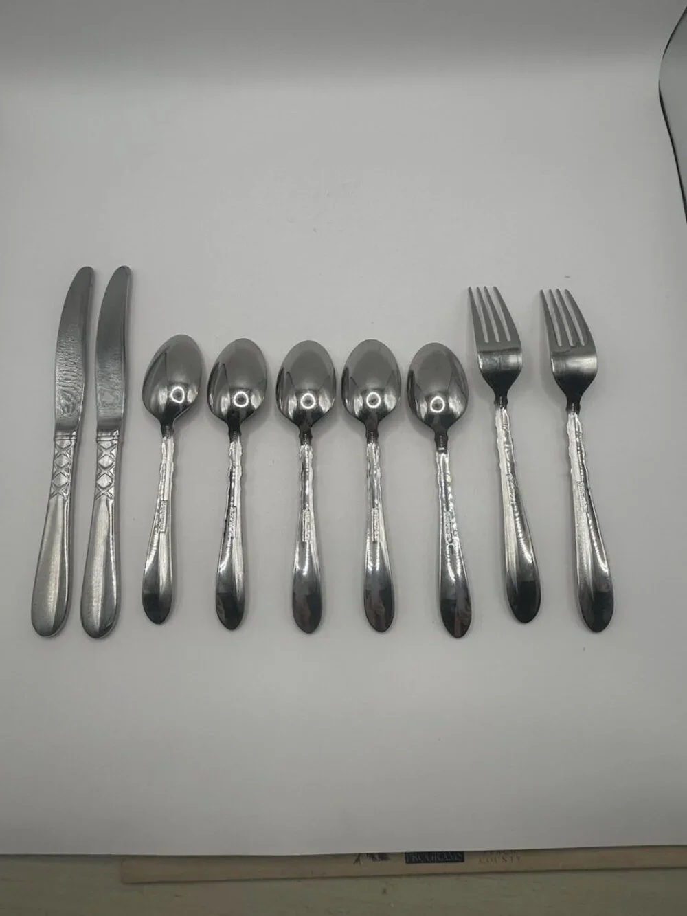 Gorham Ballet Ribbon Stainless Flatware 9 Pc Fork Spoon Knife Set Discontinued